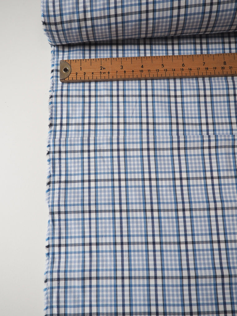 Blue Check Cotton/Viscose