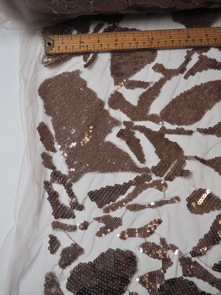 Rose Gold Abstract Sequin Tulle