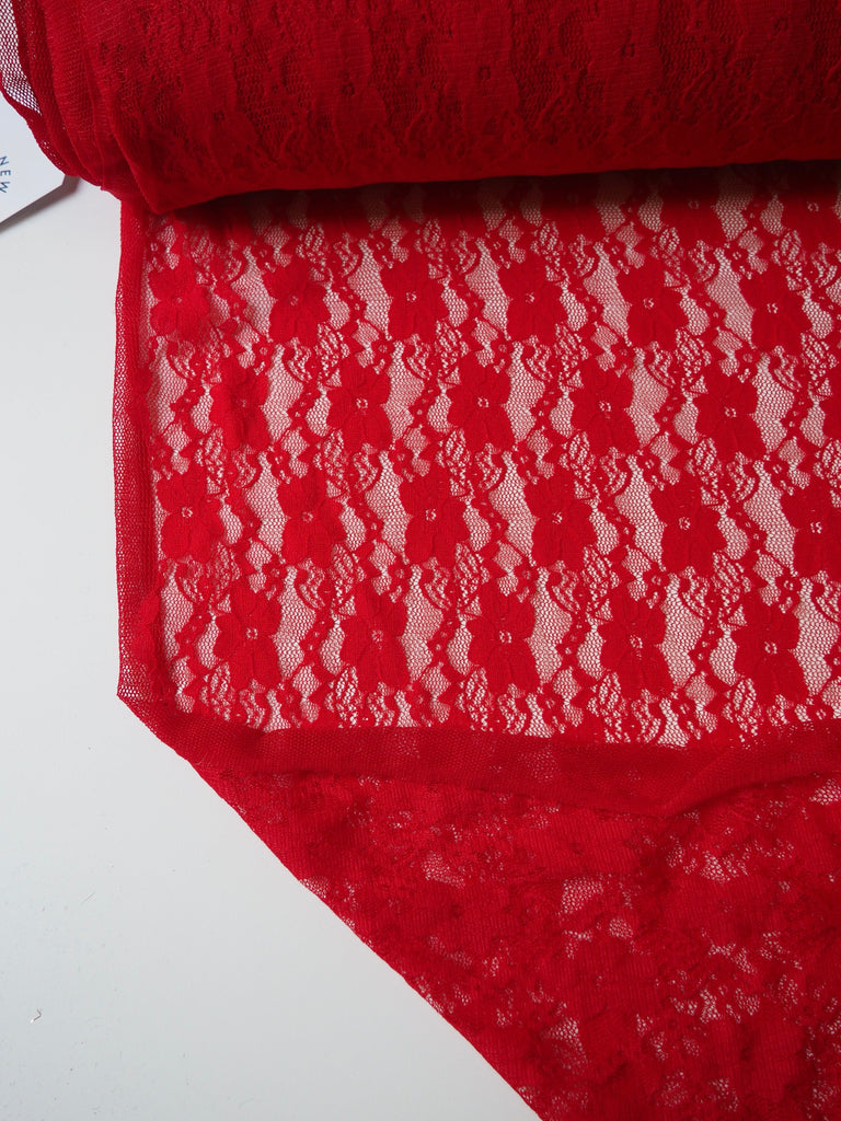 Hot Red Forget-me-not Stretch Lace
