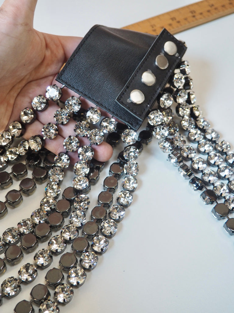 Crystal + Black Leather Shoulder + Arm Accessory