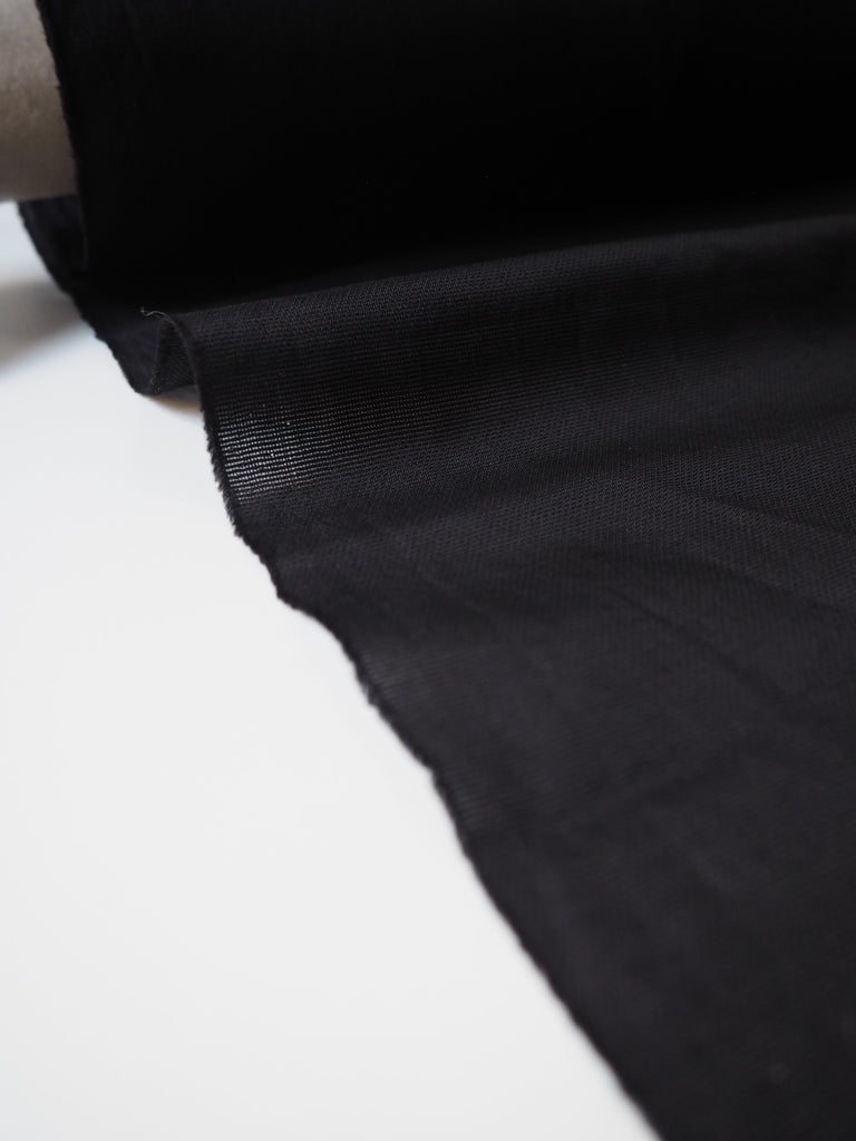Black Linear Weave Cotton Sateen
