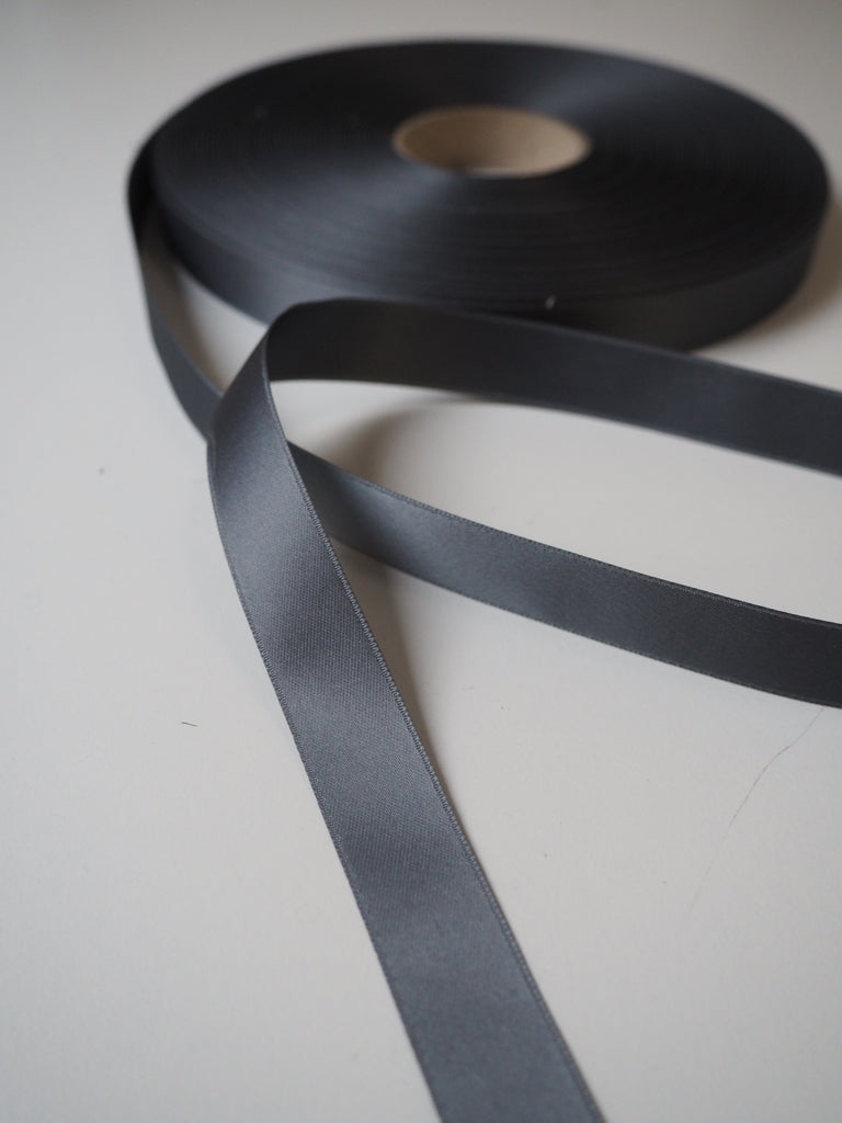 Grey Double-Faced Satin Ribbon 18mm
