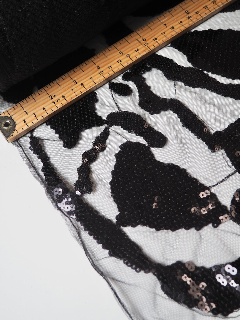 Black Abstract Sequin Tulle