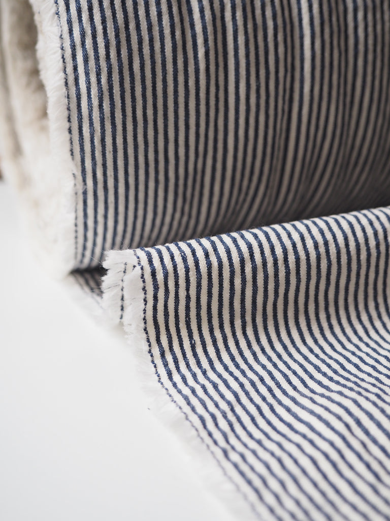 Blue + White Stripe Cotton Seersucker