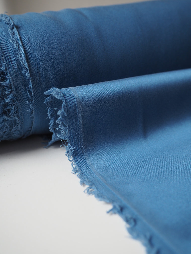 Blue Stretch Washed Silk Satin