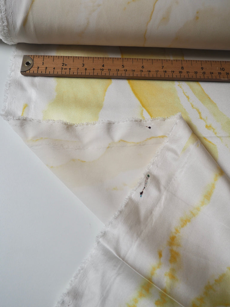 Ivory + Yellow Marbled Heavy Silk Satin