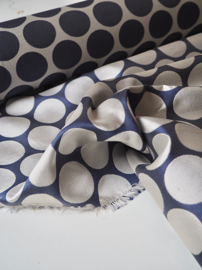 Blue + Silver Polka Dot Jacquard