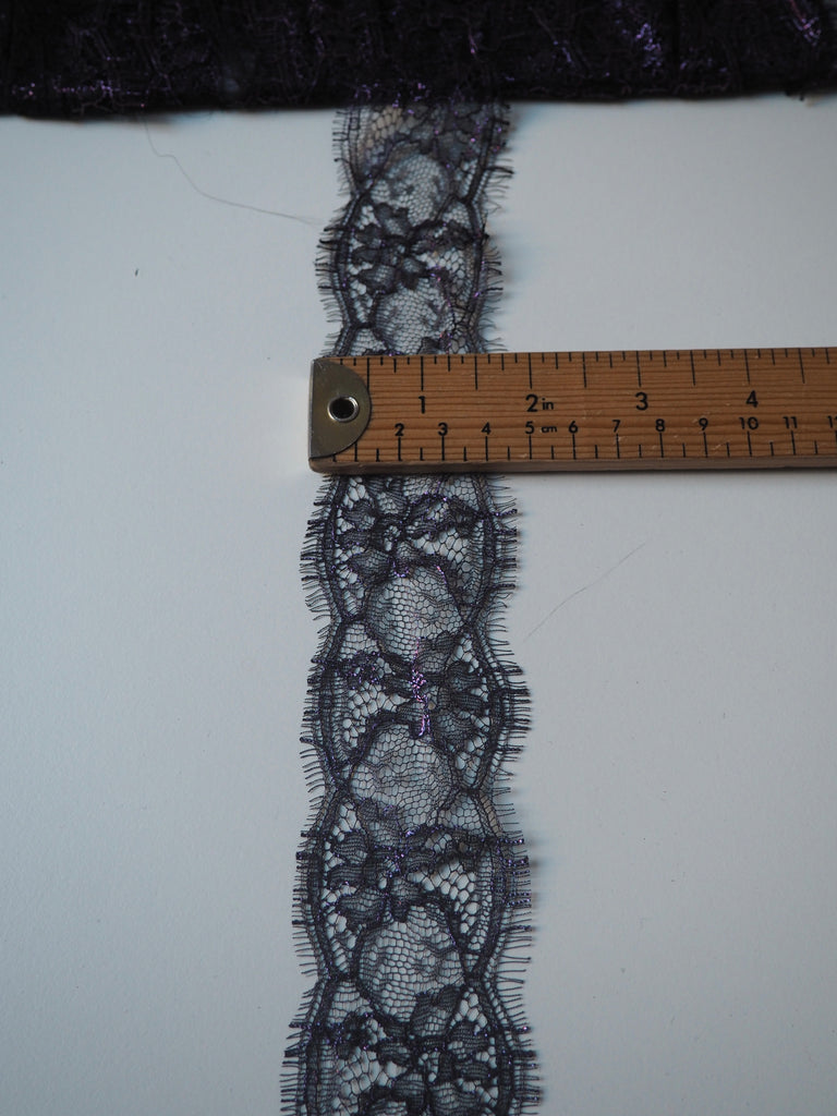 Purple Foiled Scalloped Lace Trim 5cm