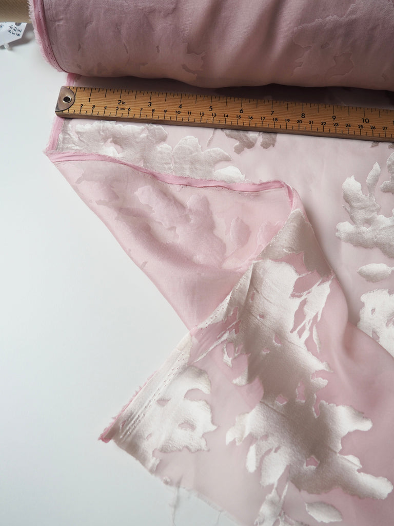 Pink Bouquet Satin Burnout Silk Chiffon