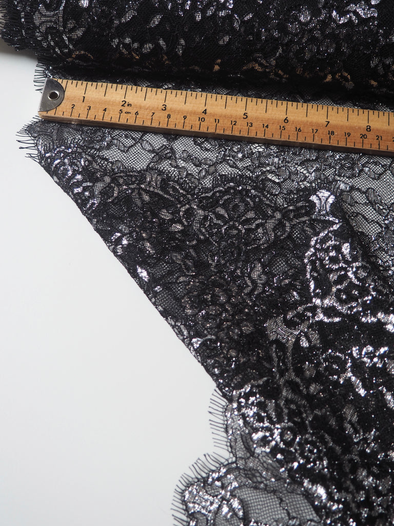 Black Silver Lurex Scallop Lace