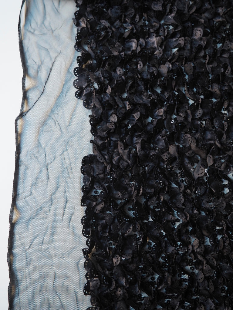 Black Scalloped Sequin 3D Tulle