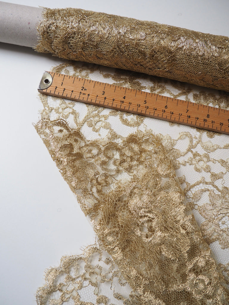Golden Rose Scalloped Lurex Lace