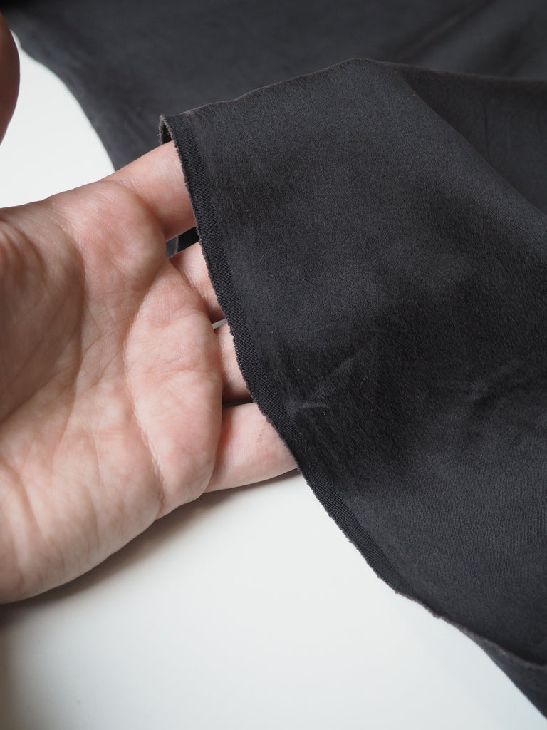 Soft Black Stretch Washed Silk Satin