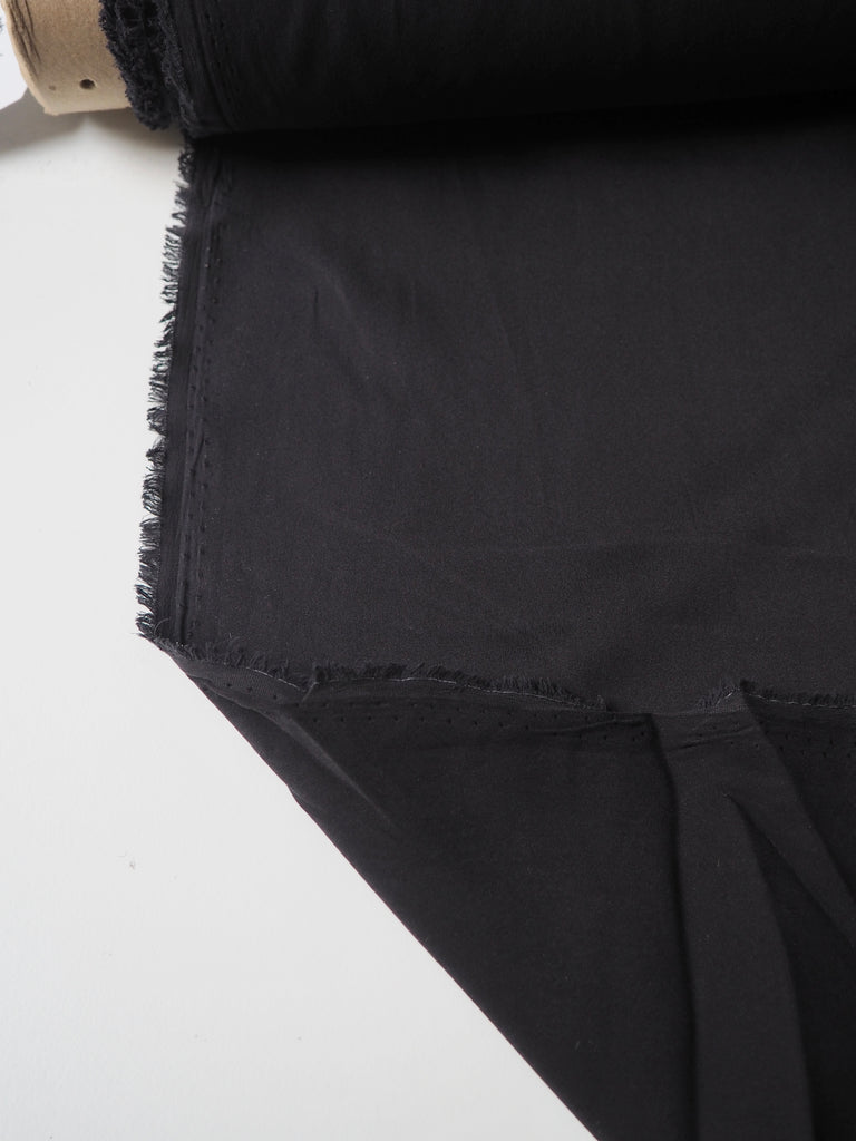 Black Stretch Washed Silk Satin