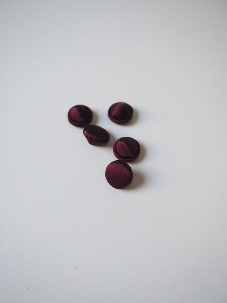 Burgundy Silk Satin Fabric Covered Buttons 12mm