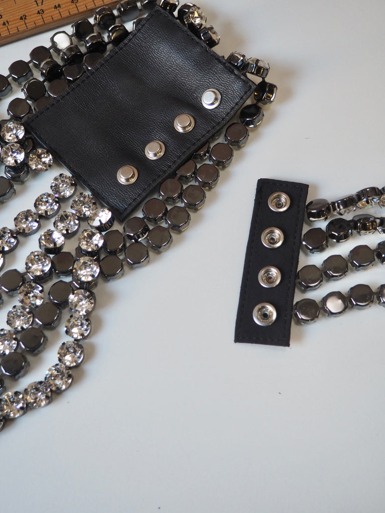 Crystal + Black Leather Shoulder + Arm Accessory