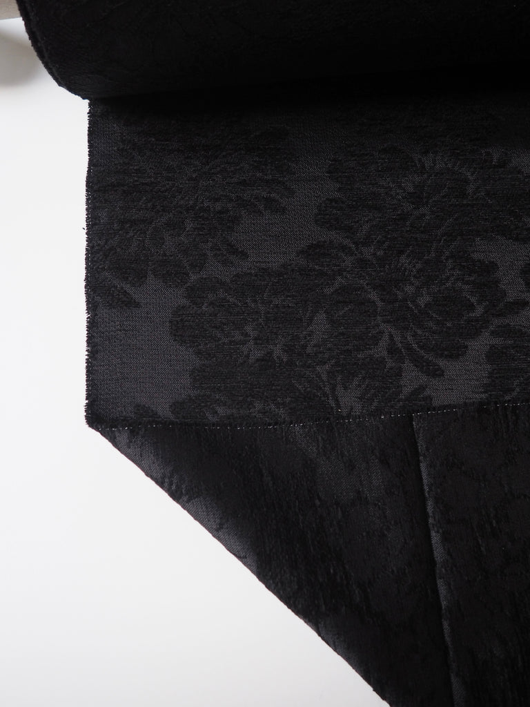 Black Chenille Floral Jacquard