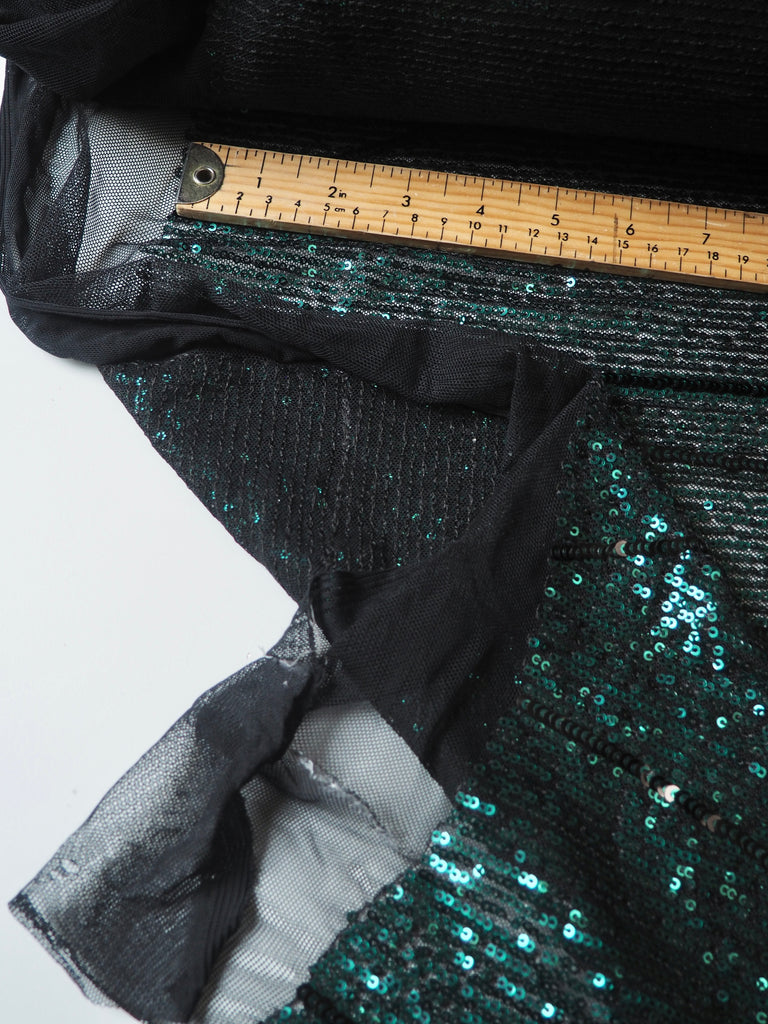 Green Swirl Mosaic Sequin Stretch Mesh
