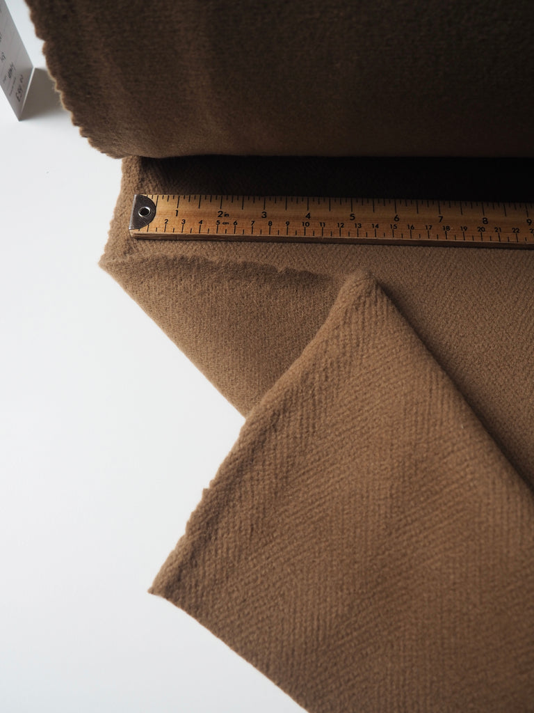 Camel Twill Fleece Wool Coating