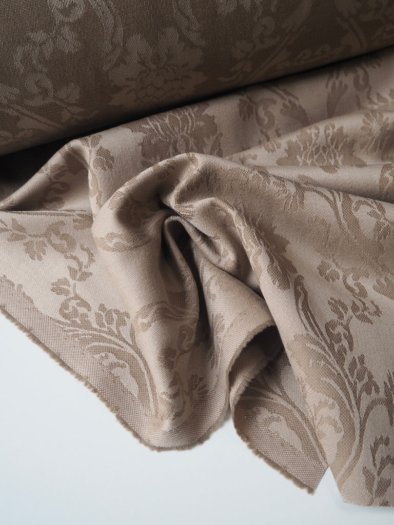 Tan Damask Wool + Cotton Jacquard