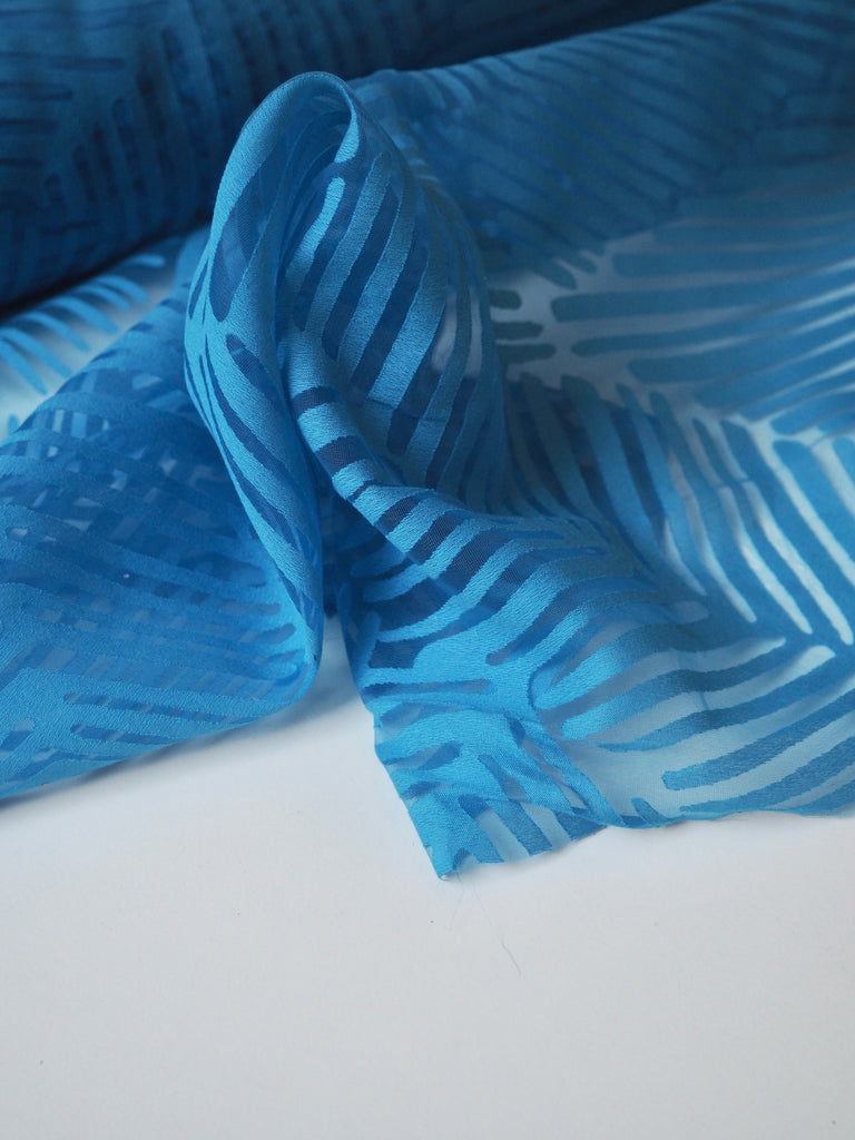 Blue Inca Burnout Light Organza