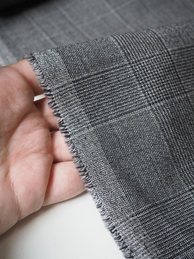 Grey Marl Check Wool Suiting