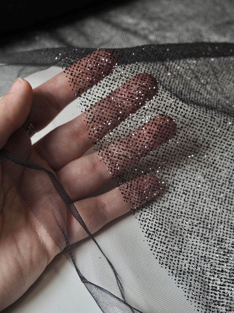Black Stardust Glitter Tulle