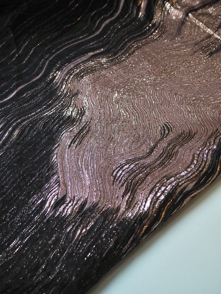 Pink Wave Silk Metallic Organza Cloqué