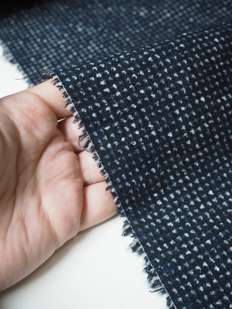 Blue Grid Alpaca/Cotton Wool