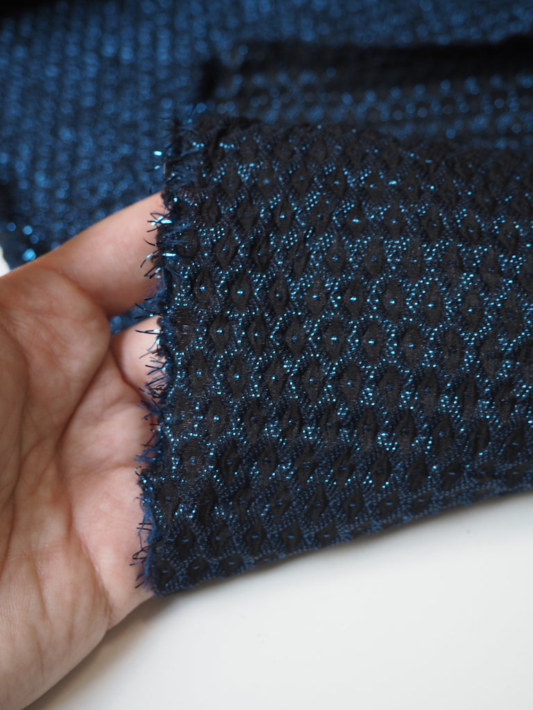 Blue Metallic Dot Cloqué