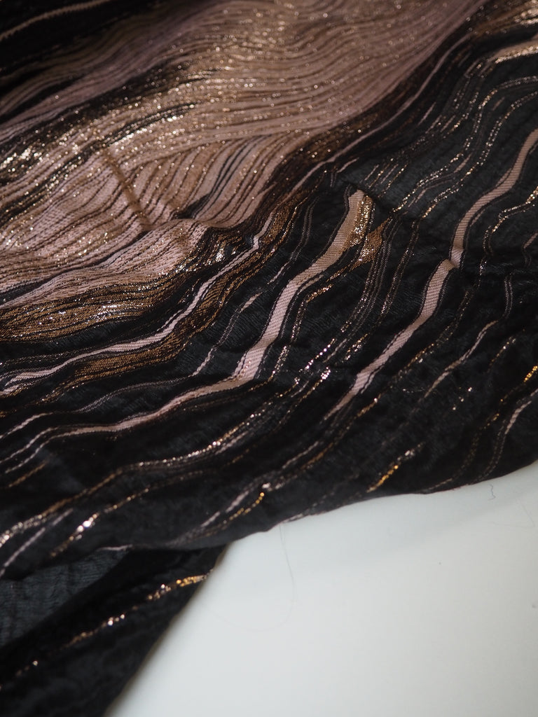 Pink Wave Silk Metallic Organza Cloqué