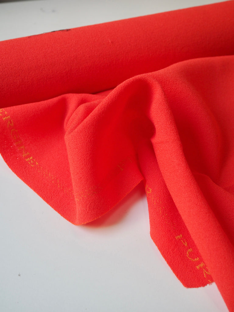 Fluro Orange Wool Crepe