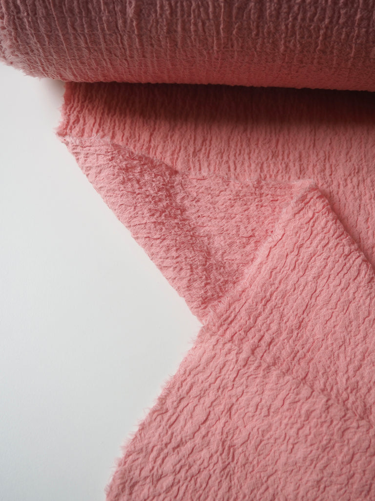 Pink Grid Crinkle Cotton