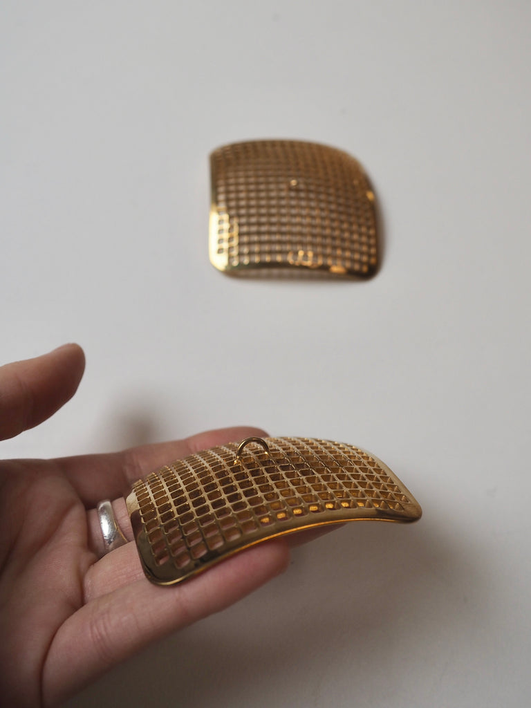 Gold Basketweave Shank Buttons 63mm