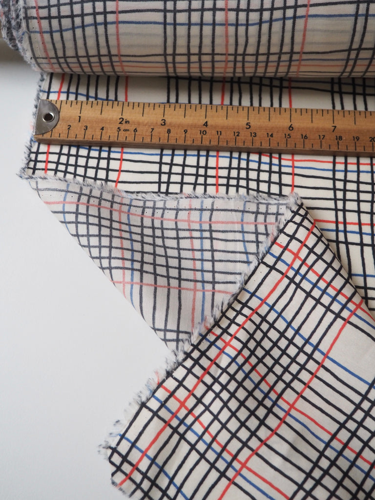 Grid Cotton/Silk Twill