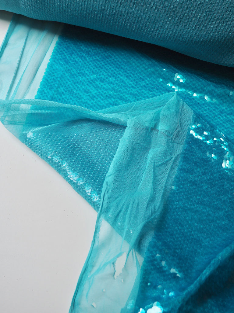 Aquamarine Translucent Sequin Tulle