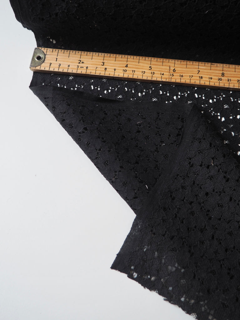 Black Corded Flower Cotton Lace