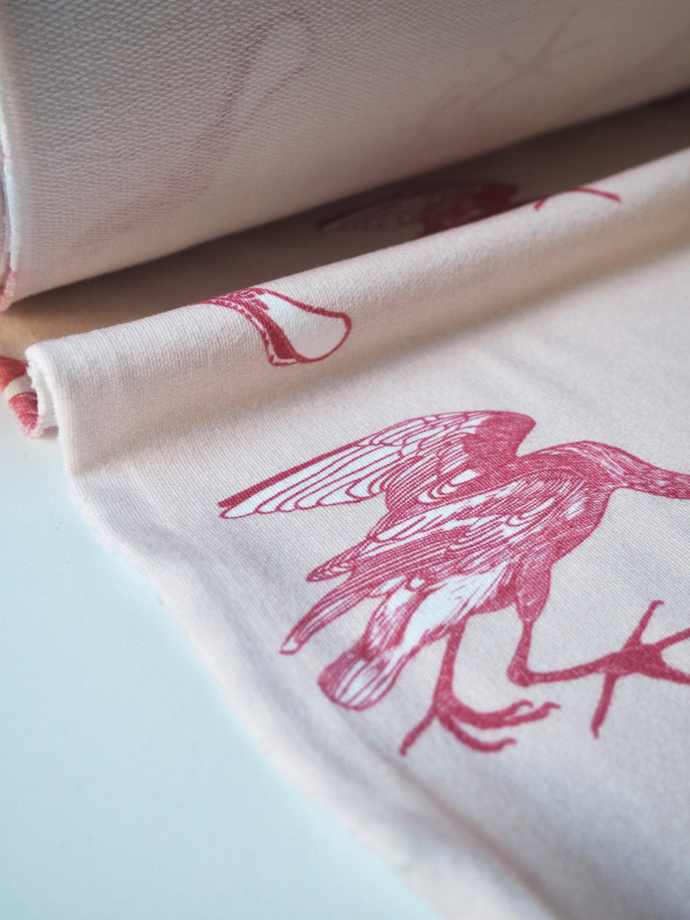 Pink Spoonbill Organic Cotton Loopback Jersey