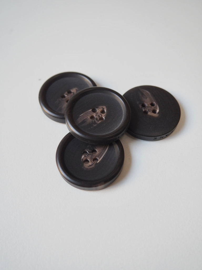 Branded Black + Brown Horn Buttons 26mm