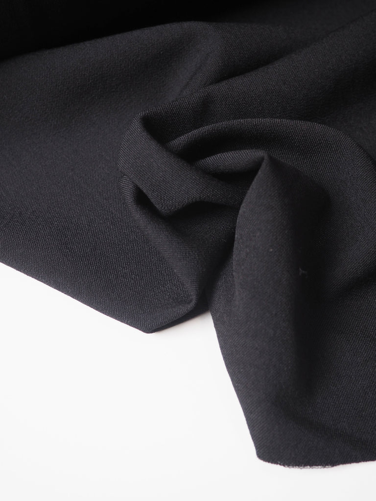 Black Lightweight Wool Blend Twill