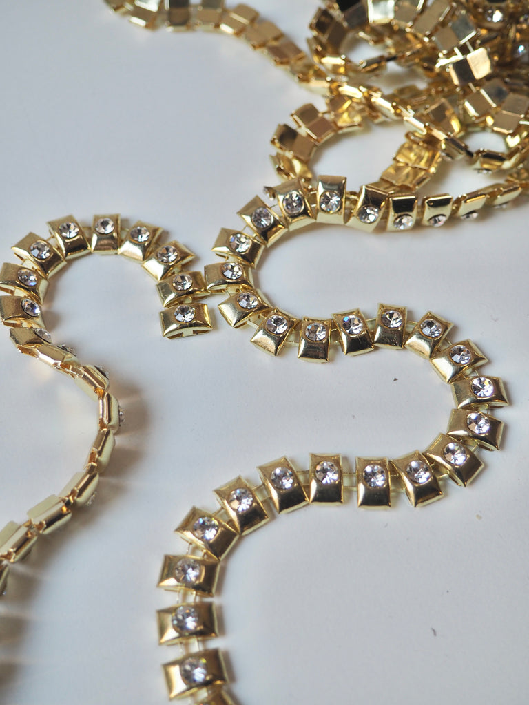 Gold Crystal Snake Chain Trim 12mm