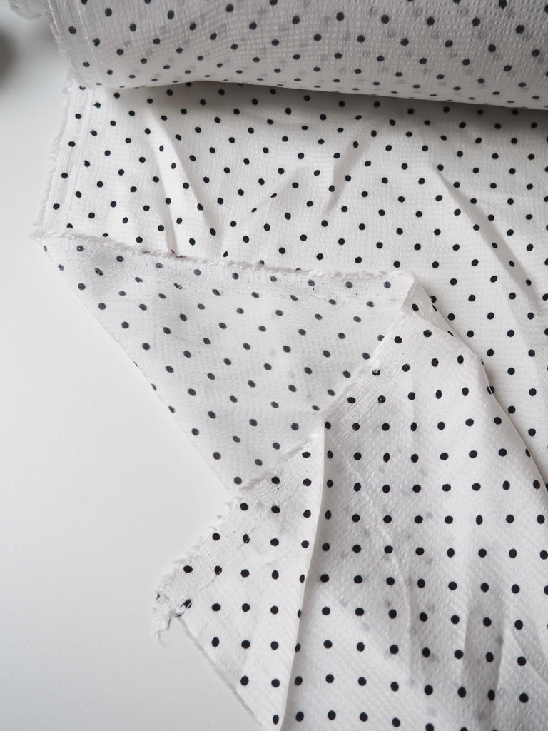 Black & White Polka Dot Hammered Viscose Satin