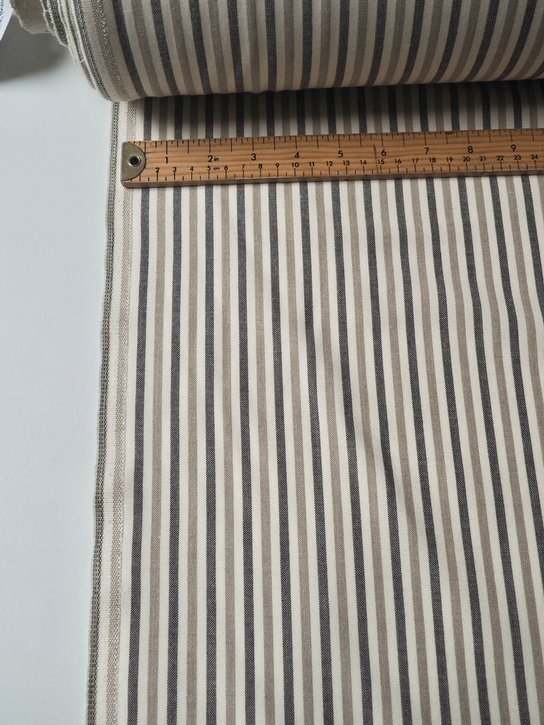 Neutral Stripe Oxford Cotton Blend