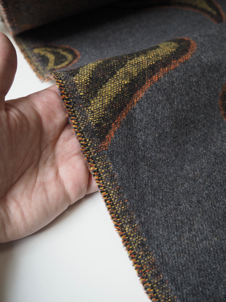 Grey Paisley Wool Jacquard