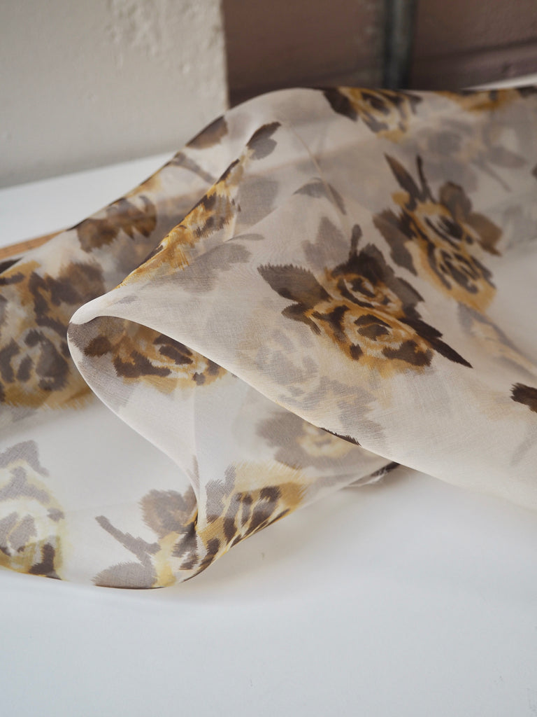 Yellow + Brown Moiré Rose Silk Organza