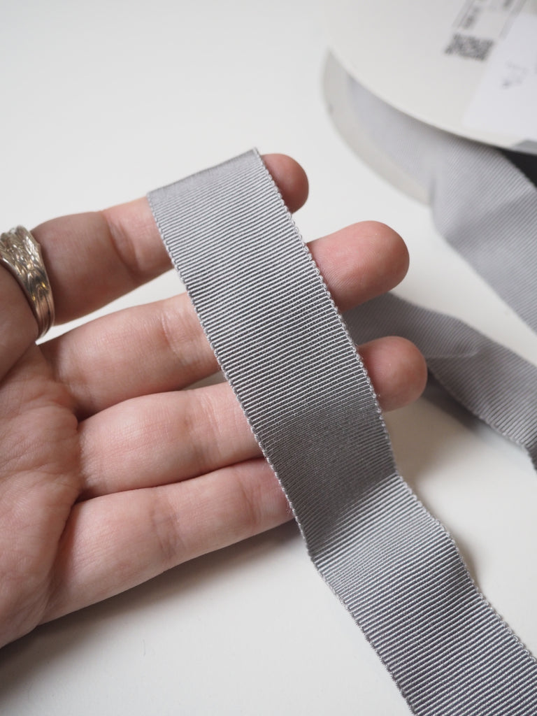 Shindo Silver Grey Grosgrain Ribbon 25mm