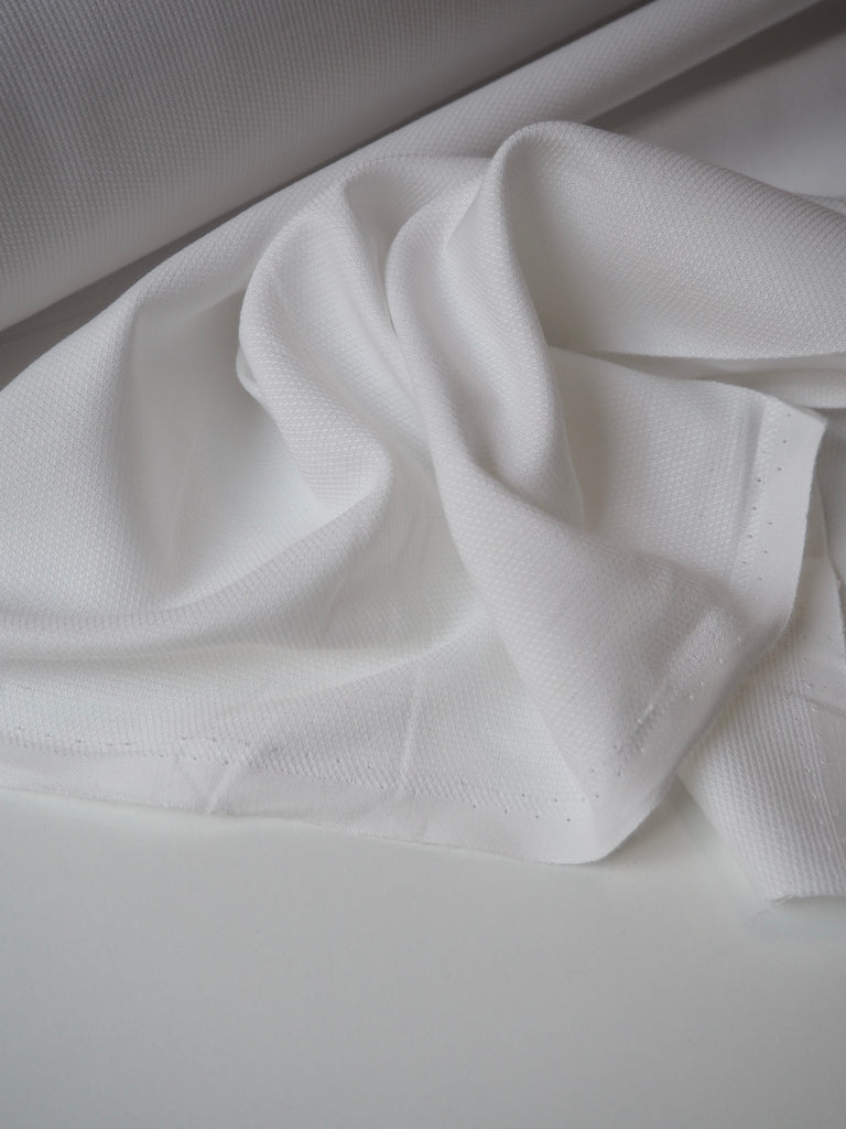 White Cotton Basketweave Shirting