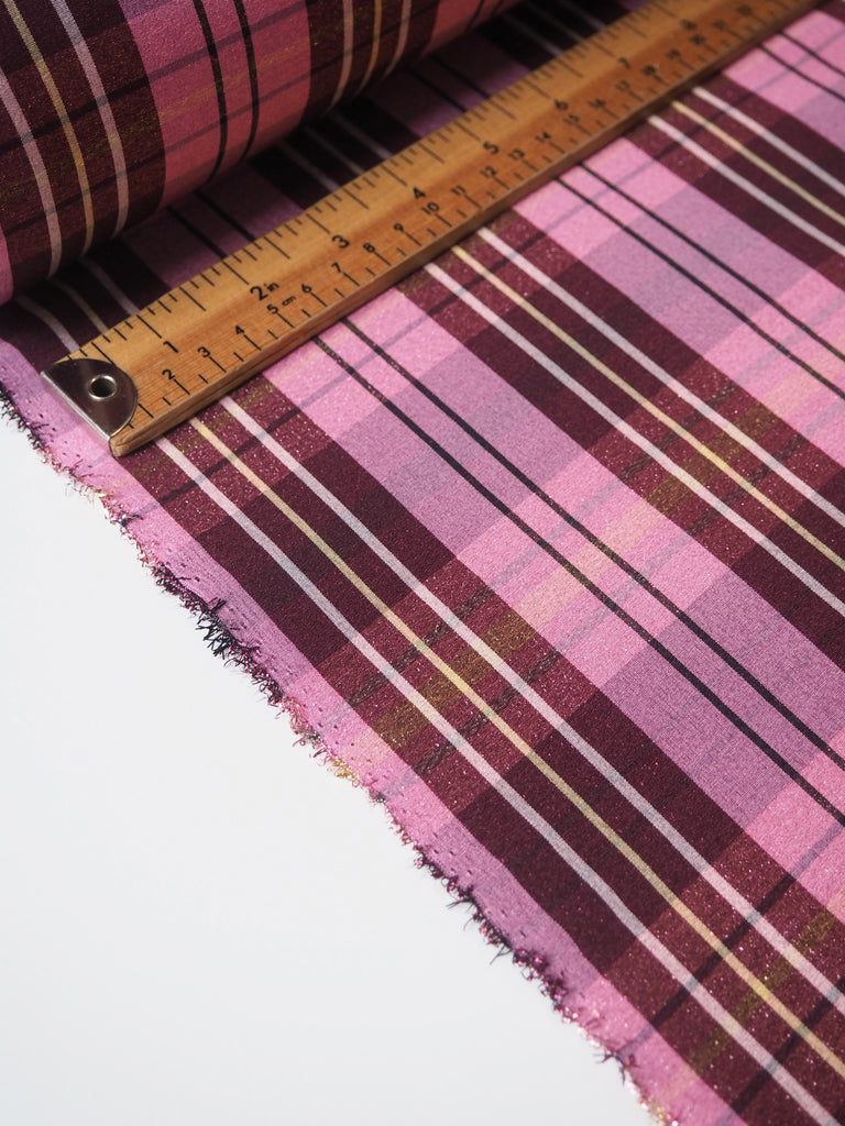 Metallic Pink Check Taffeta