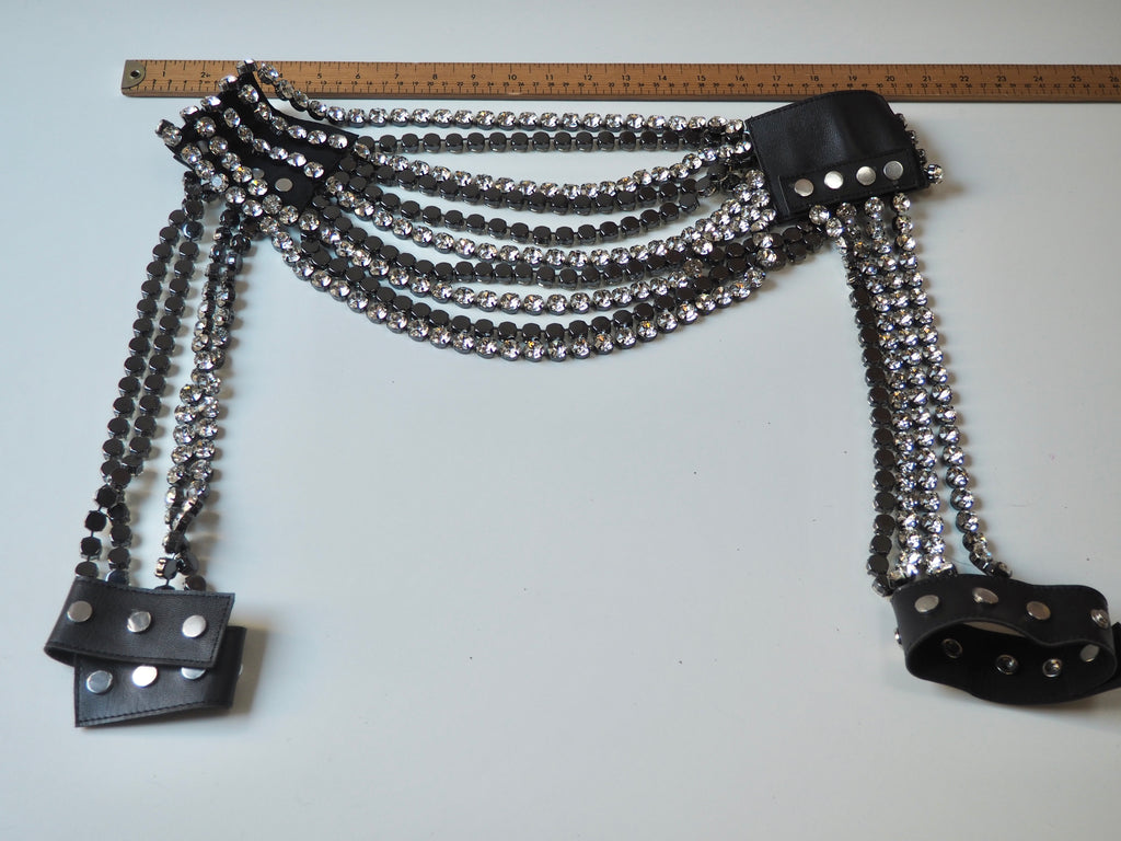 Crystal + Black Leather Shoulder + Arm Accessory
