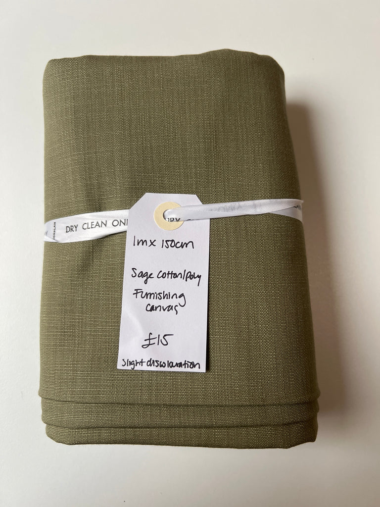 Sage Cotton Poly Furnishing Canvas Remnant